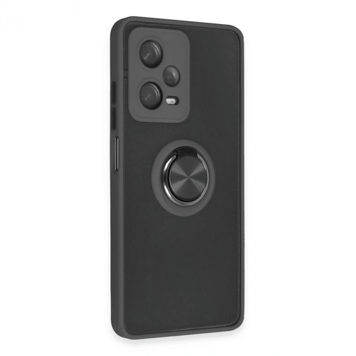 Xiaomi Redmi Note 12 5g Kılıf Montreal Yüzüklü Silikon Kapak - Siyah