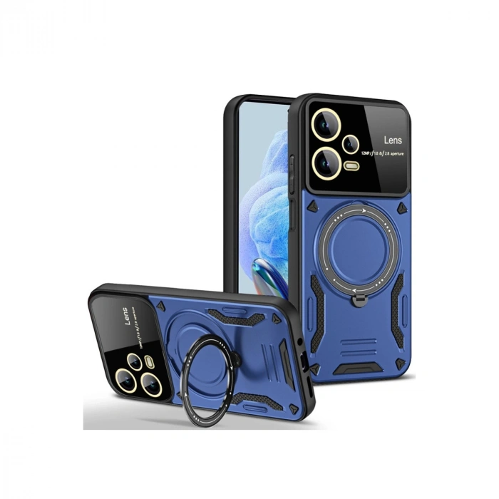 Xiaomi Redmi Note 12 Pro 5g Kılıf Joy Lens Standlı Kapak - Lacivert