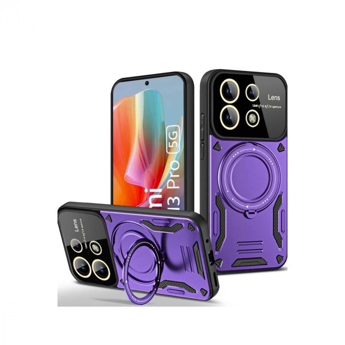 Xiaomi Redmi Note 13 Pro 5g Kılıf Joy Lens Standlı Kapak - Mor