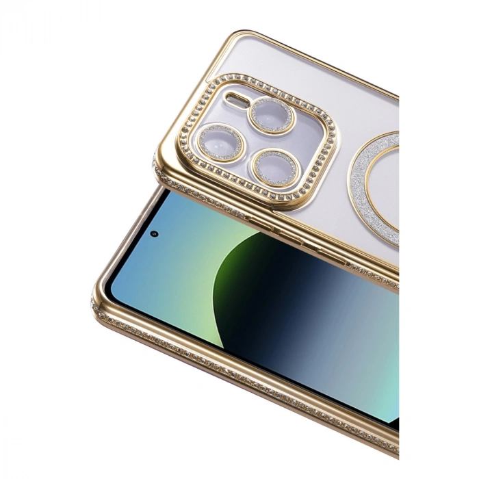 Xiaomi Redmi Note 14 4g Joke Simli Magneticsafe Kılıf - Gold