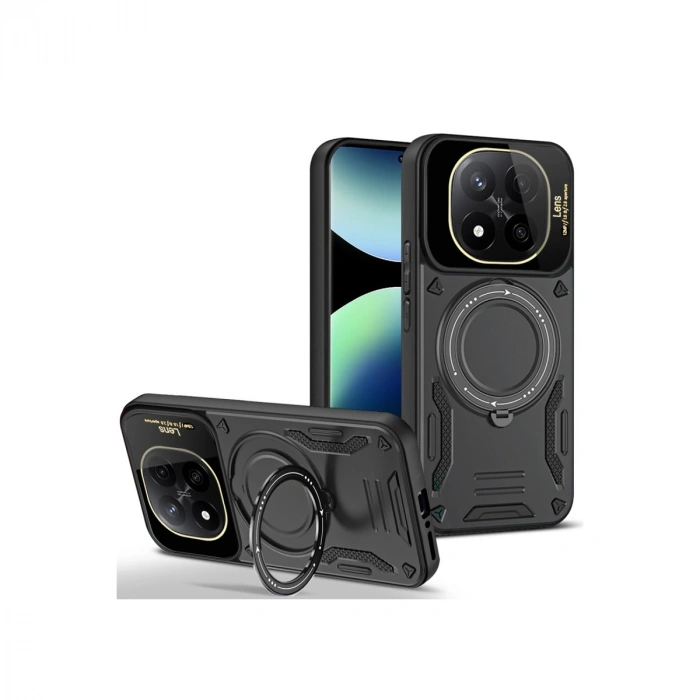 Xiaomi Redmi Note 14 Pro 4g Kılıf Joy Lens Standlı Kapak - Siyah