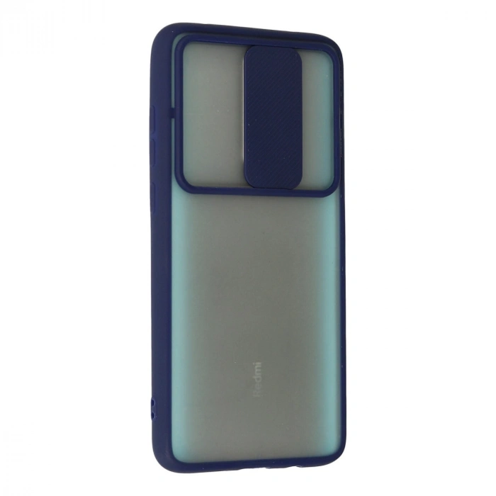 Xiaomi Redmi Note 8 Pro Kılıf Palm Buzlu Kamera Sürgülü Silikon - Lacivert
