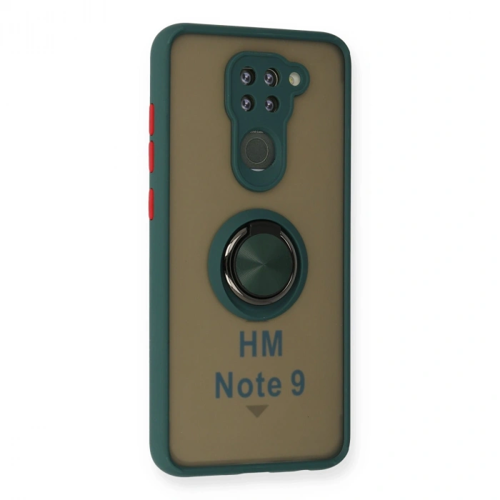 Xiaomi Redmi Note 9 Kılıf Montreal Yüzüklü Silikon Kapak - Yeşil