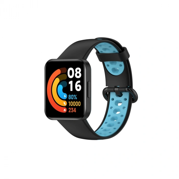 Xiaomi Redmi Watch 2 Spor Delikli Kordon (saat Değildir) - Siyah-mavi