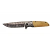 A2150c Kahve Kamp Çakısı 21cm- Manuel, Ahşap İşlemeli Sap,kemerlikli