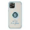 Apple İphone 12 Pro Max Kılıf Montreal Yüzüklü Silikon Kapak - Buz Mavi