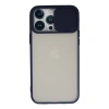 Apple İphone 13 Pro Max Kılıf Palm Buzlu Kamera Sürgülü Silikon - Lacivert