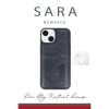 Apple İphone 15 Sara Kartvizitli Deri Kılıf - Lacivert