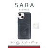 Apple İphone 15 Sara Kartvizitli Deri Kılıf - Siyah