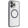 Joko Apple İphone 15 Pro Max Kılıf Metal Bumper Magneticsafe Kapak - Lacivert