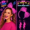 Neon Pembe Dantel Taç Ve Şimşek Küpe 8039ler 9039lar Parti Seti