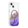 Onegif Apple İphone 15 Lotus Simli Magsafe Kapak - Mor