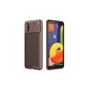 Samsung Galaxy A01 Core Kılıf Auto Focus Karbon Kapak - Kahverengi