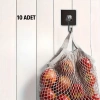 Sepet Dolusu® 10 Adet Duvara, Dolapa Yapışan Güçlü Yapışkanlı Siyah Duvar Askısı