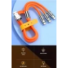 Sepet Dolusu® 3 in 1 Type-C + Micro Usb + Lightning Hızlı Şarj Kablosu Silikon Kablo 1 Metre Opp Ambalaj