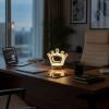 Sepet Dolusu® Kral Tacı Model Kristal LED Masa Lambası – Dokunmatik, 3 Renk Işık Modlu, Şarjlı Mini Dekoratif Gece Lambası