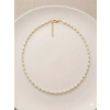 Beyaz Cam İnci  Kolyeler 40+5 Cm  - Kl0303