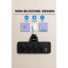 Termal Akım Korumalı 4’lü Duvar Tipi Priz 2x Usb 2x Type-c Çıkışlı Grup Priz Çoğaltıcı Siyah (2500w)