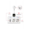 Vtn-503 Akım Korumalı Duvar Tipi Priz 2x Usb 2x Priz Typce 20w