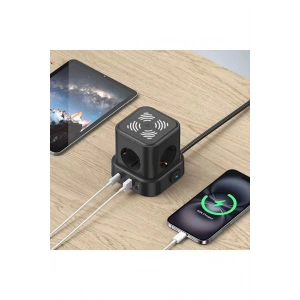 4lü Akım Korumalı Priz Gece Lambalı 2xusb 2xtype-c Çıkış Yüksek Gerilim Koruma Çoklu Priz Çoğaltıcı