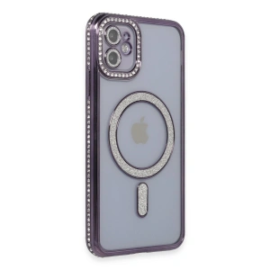Apple İphone 11 Kılıf Joke Simli Magneticsafe Kılıf - Derin Mor