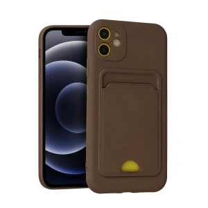 Apple İphone 11 Kılıf Kelvin Kartvizitli Silikon - Kahverengi