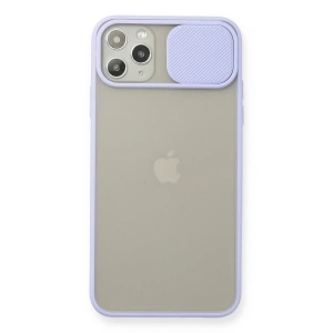 Apple İphone 11 Pro Max Kılıf Palm Buzlu Kamera Sürgülü Silikon - Lila