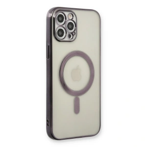 Apple İphone 12 Pro Kılıf Magneticsafe Lazer Silikon - Siyah