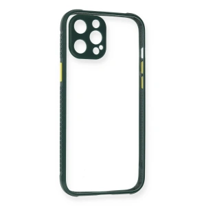 Apple İphone 12 Pro Max Kılıf Miami Şeffaf Silikon - Koyu Yeşil