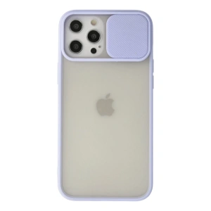 Apple İphone 12 Pro Max Kılıf Palm Buzlu Kamera Sürgülü Silikon - Lila