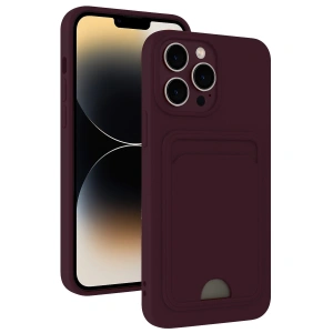 Apple İphone 13 Pro Max Kılıf Kelvin Kartvizitli Silikon - Derin Mor