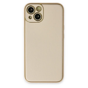 Apple İphone 14 Plus Kılıf Coco Deri Silikon Kapak - Gold