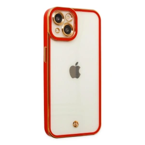 Apple İphone 14 Plus Kılıf Liva Lens Silikon - Kırmızı