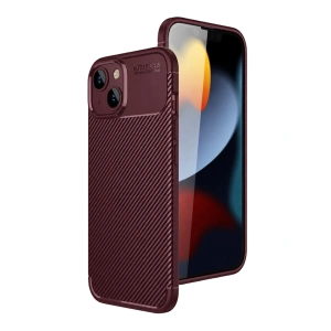 Apple İphone 15 Kılıf Auto Focus Karbon Kapak - Bordo