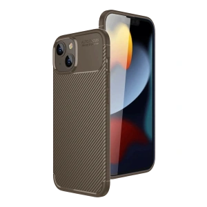 Apple İphone 15 Kılıf Auto Focus Karbon Kapak - Kahverengi