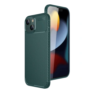 Apple İphone 15 Kılıf Auto Focus Karbon Kapak - Yeşil