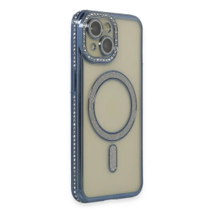 Apple İphone 15 Kılıf Joke Simli Magneticsafe Kılıf - Lacivert