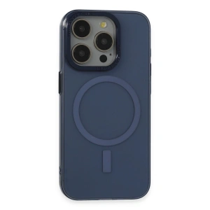 Apple İphone 15 Pro Kılıf Anka Pc Magneticsafe Sert Metal Kapak - Lacivert