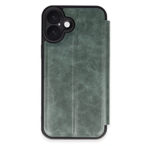 Apple İphone 16 Kılıf Flip Cover - Koyu Yeşil