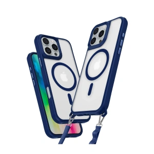 Apple İphone 16 Pro Kılıf Enka Magsafe Silikon Kılıf - Lacivert