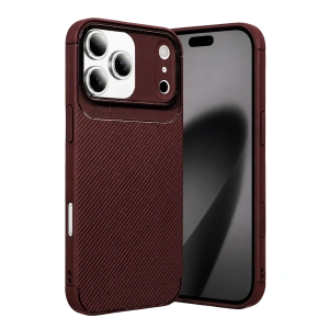 Apple İphone 17 Pro Max Auto Focus Karbon Kapak - Bordo