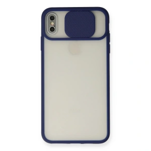 Apple İphone Xs Max Kılıf Palm Buzlu Kamera Sürgülü Silikon - Lacivert