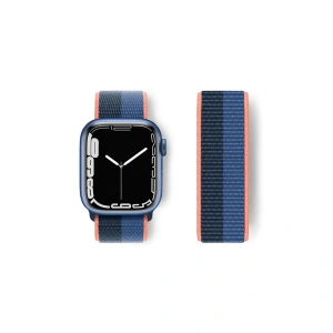 Apple Watch 38mm Hasırlı Cırtcırtlı Kordon (saat Değildir) - Siyah-mavi