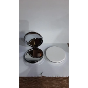 Beyaz Renk Büyüteçli Cep Aynası Yuvarlak