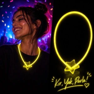 Glow Kolye Neon Fosforlu Işıklı Kolye Sarı Renk