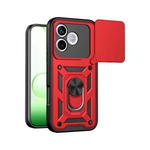 Huawei Honor 600 Lite Pars Lens Yüzüklü Silikon - Kırmızı