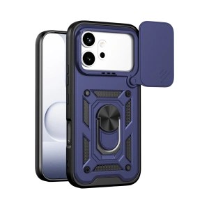 Huawei Honor 600 Pars Lens Yüzüklü Silikon - Lacivert