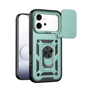 Huawei Honor 600 Pars Lens Yüzüklü Silikon - Yeşil