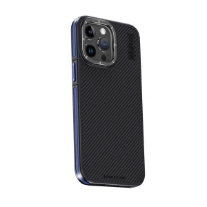 Joko Apple İphone 15 Pro Max Kılıf Aramid 600d Kevlar Karbon Fiber Magsafe Kapak - Lacivert