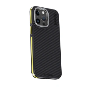Joko Apple İphone 15 Pro Max Kılıf Aramid 600d Kevlar Karbon Fiber Magsafe Kapak - Sarı